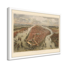 Load image into Gallery viewer, Digitally Restored and Enhanced 1865 New York Wall Art Map -Framed Vintage New York Map Print - New York City Wall Art - Old NYC Map - Bird's Eye View of New York City Map & Environs