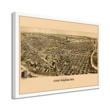Cargar imagen en el visor de la galería, Digitally Restored and Enhanced 1891 Fort Worth Texas Map - Framed Vintage Fort Worth Map - Old Fort Worth Wall Art - Fort Worth TX Map History - Perspective Map of Fort Worth Poster