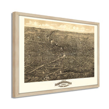 Cargar imagen en el visor de la galería, Digitally Restored and Enhanced 1880 Rochester Map - Framed Vintage New York Poster - History Map of Rochester NY Wall Art - Old New York Map - Bird's Eye View of Rochester NY Map
