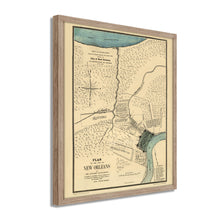 Load image into Gallery viewer, Digitally Restored and Enhanced 1875 Map of New Orleans Poster - Framed Vintage Map of New Orleans - Old New Orleans Wall Art -  Restored Plan of The City of New Orleans Map