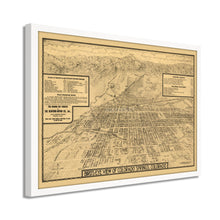 Load image into Gallery viewer, Digitally Restored and Enhanced 1909 Map of Colorado Springs - Framed Vintage Colorado Map Poster - Old Colorado Wall Art - Historic Bird's Eye View Map of Colorado Springs CO