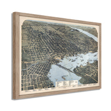 Cargar imagen en el visor de la galería, Digitally Restored and Enhanced 1893 Jacksonville Florida Map - Framed Vintage Jacksonville Wall Art - History Map of Jacksonville Florida - Old Bird's Eye View Map of Jacksonville FL