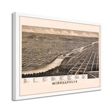 Cargar imagen en el visor de la galería, Digitally Restored and Enhanced 1879 Minneapolis Map Poster - Framed Vintage Minneapolis Minnesota Map Print - Old City of Minneapolis Wall Art - History Map of Minneapolis MN
