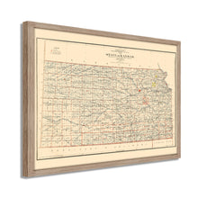 Load image into Gallery viewer, Digitally Restored and Enhanced 1898 Map of Kansas Poster - Framed Vintage Kansas Map Poster - Old Kansas Wall Art - Restored Kansas State Map - Historic State of Kansas Wall Map