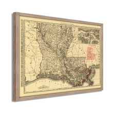 Cargar imagen en el visor de la galería, Digitally Restored and Enhanced 1896 Louisiana State Map - Framed Vintage Louisiana Map Poster - Old Louisiana Wall Art - Restored Louisiana State Map Poster Showing Cities & Towns