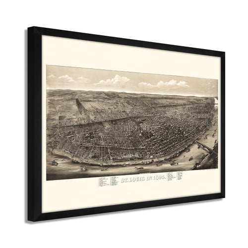 Digitally Restored and Enhanced 1895 Saint Louis Missouri Map - Framed Vintage St Louis Wall Art - History Map of St Louis MO Poster