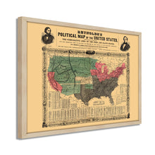 Load image into Gallery viewer, Digitally Restored and Enhanced 1856 United States Map Poster - Framed Vintage Map of USA - Old USA Map Poster - United States Wall Map - Political Map of United States Wall Art