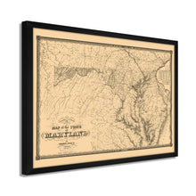 Cargar imagen en el visor de la galería, Digitally Restored and Enhanced 1841 Maryland Map Poster - Framed Vintage Maryland State Map - Historic Maryland Wall Art - Old Map of Maryland Poster - Restored Map of Maryland State