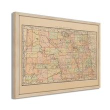 Load image into Gallery viewer, Digitally Restored and Enhanced 1892 North Dakota Map Poster - Framed Vintage State of North Dakota Wall Art - History Map of North Dakota -  Old Bismarck North Dakota State Map