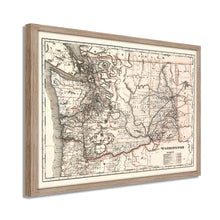 Load image into Gallery viewer, Digitally Restored and Enhanced 1888 Washington State Map Poster - Framed Vintage Washington Map - Old WA State Map - Restored Township & Railroad Map of Washington State Poster