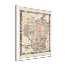 Load image into Gallery viewer, Digitally Restored and Enhanced 1851 Wisconsin State Map - Framed Vintage Wisconsin Map - Old Map of Wisconsin Wall Art - Restored Township Map of the State of Wisconsin Wall Map
