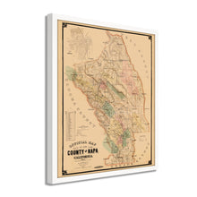 Cargar imagen en el visor de la galería, Digitally Restored and Enhanced 1895 Napa County California Map - Framed Vintage Napa Wall Art - Old California Wall Map History