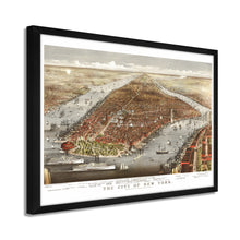 Load image into Gallery viewer, Digitally Restored and Enhanced 1876 Map of New York City Poster - Framed Vintage New York Map Print - Old New York Wall Art - Restored NYC Map - Historic Wall Map of New York City