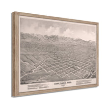 Load image into Gallery viewer, Digitally Restored and Enhanced 1875 Utah Map Poster - Framed Vintage Salt Lake City Map - Old Utah Wall Map - Restored Utah Wall Art - Bird's Eye View of Salt Lake City Utah Poster