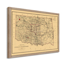 Load image into Gallery viewer, Digitally Restored and Enhanced 1887 Indian Territory Map - Framed Vintage Map of Indian Territory Oklahoma Wall Art - Old Indian Territory Map Compiled from The Official Records