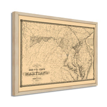 Cargar imagen en el visor de la galería, Digitally Restored and Enhanced 1841 Maryland Map Poster - Framed Vintage Maryland State Map - Historic Maryland Wall Art - Old Map of Maryland Poster - Restored Map of Maryland State
