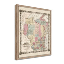Load image into Gallery viewer, Digitally Restored and Enhanced 1851 Wisconsin State Map - Framed Vintage Wisconsin Map - Old Map of Wisconsin Wall Art - Restored Township Map of the State of Wisconsin Wall Map