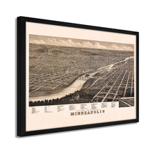 Cargar imagen en el visor de la galería, Digitally Restored and Enhanced 1879 Minneapolis Map Poster - Framed Vintage Minneapolis Minnesota Map Print - Old City of Minneapolis Wall Art - History Map of Minneapolis MN