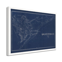 Load image into Gallery viewer, Digitally Restored and Enhanced 1935 Map of Galveston Texas - Framed Vintage Poster Map of Texas - Old Galveston County Texas Map - Restored Historic Galveston Wall Art Blueprint