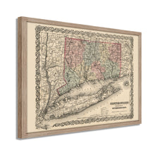 Load image into Gallery viewer, Digitally Restored and Enhanced 1859 Connecticut Map Art - Framed Vintage Wall Map of Connecticut Poster - Old Connecticut Wall Art - Restored Connecticut State Map Print