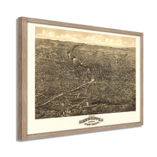 Cargar imagen en el visor de la galería, Digitally Restored and Enhanced 1880 Rochester Map - Framed Vintage New York Poster - History Map of Rochester NY Wall Art - Old New York Map - Bird's Eye View of Rochester NY Map
