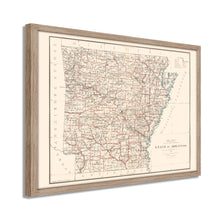 Load image into Gallery viewer, Digitally Restored and Enhanced 1886 Arkansas State Map Poster - Framed Vintage Map of Arkansas Wall Art - Historic AR Map Print - Restored Arkansas Wall Map from General Land Office