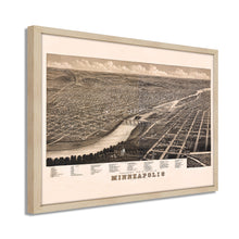 Cargar imagen en el visor de la galería, Digitally Restored and Enhanced 1879 Minneapolis Map Poster - Framed Vintage Minneapolis Minnesota Map Print - Old City of Minneapolis Wall Art - History Map of Minneapolis MN