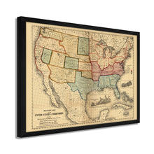 Cargar imagen en el visor de la galería, Digitally Restored and Enhanced 1861 Military Map of The United States - Framed Vintage United States Map - Restored USA Map Poster - Old Military Map of United States & Territories