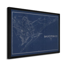 Load image into Gallery viewer, Digitally Restored and Enhanced 1935 Map of Galveston Texas - Framed Vintage Poster Map of Texas - Old Galveston County Texas Map - Restored Historic Galveston Wall Art Blueprint