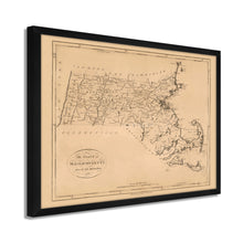 Cargar imagen en el visor de la galería, Digitally Restored and Enhanced 1796 Massachusetts State Map Print - Framed Vintage Map of Massachusetts Poster - Old Massachusetts Wall Art - Restored Map of Massachusetts State