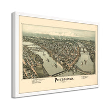 Load image into Gallery viewer, Digitally Restored and Enhanced 1902 Map of Pittsburgh Poster - Framed Vintage Pennsylvania Map - Old Pittsburgh Wall Art - Restored Bird's Eye View Map of Pittsburgh Pennsylvania