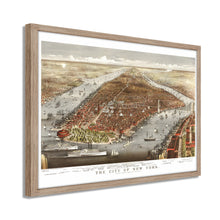Load image into Gallery viewer, Digitally Restored and Enhanced 1876 Map of New York City Poster - Framed Vintage New York Map Print - Old New York Wall Art - Restored NYC Map - Historic Wall Map of New York City