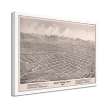 Load image into Gallery viewer, Digitally Restored and Enhanced 1875 Utah Map Poster - Framed Vintage Salt Lake City Map - Old Utah Wall Map - Restored Utah Wall Art - Bird's Eye View of Salt Lake City Utah Poster