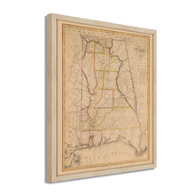 Load image into Gallery viewer, Digitally Restored and Enhanced 1819 Alabama Map - Framed Vintage Alabama Map - History Map of Alabama Poster - Old Alabama Wall Art