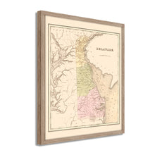 Cargar imagen en el visor de la galería, Digitally Restored and Enhanced 1838 Delaware State Map - Framed Vintage Delaware Wall Art - Old Dover Delaware Map - History Map of Delaware Poster Showing Minor Civil Division