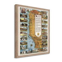 Load image into Gallery viewer, Digitally Restored and Enhanced 1949 California Map Poster - Framed Vintage Map of California Missions - Historic California Wall Art - Restored California Missions Map Print