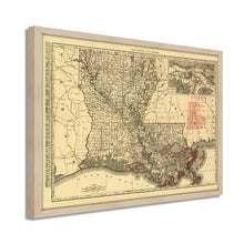 Cargar imagen en el visor de la galería, Digitally Restored and Enhanced 1896 Louisiana State Map - Framed Vintage Louisiana Map Poster - Old Louisiana Wall Art - Restored Louisiana State Map Poster Showing Cities & Towns