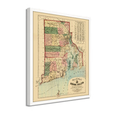 Load image into Gallery viewer, Digitally Restored and Enhanced 1880 Rhode Island State Map - Framed Vintage Rhode Island Poster - Old Rhode Island Wall Art - Historic  Map of Rhode Island & Providence Plantations