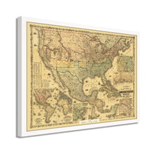 Load image into Gallery viewer, Digitally Restored and Enhanced 1862 United States Map Poster - Framed Vintage Map of United States Wall Art - Colton's Railroad & Military Map of the United States Mexico West Indies