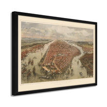 Load image into Gallery viewer, Digitally Restored and Enhanced 1865 New York Wall Art Map -Framed Vintage New York Map Print - New York City Wall Art - Old NYC Map - Bird's Eye View of New York City Map & Environs