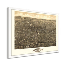 Cargar imagen en el visor de la galería, Digitally Restored and Enhanced 1880 Rochester Map - Framed Vintage New York Poster - History Map of Rochester NY Wall Art - Old New York Map - Bird's Eye View of Rochester NY Map