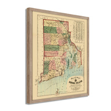 Load image into Gallery viewer, Digitally Restored and Enhanced 1880 Rhode Island State Map - Framed Vintage Rhode Island Poster - Old Rhode Island Wall Art - Historic  Map of Rhode Island & Providence Plantations