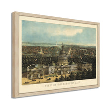 Cargar imagen en el visor de la galería, Digitally Restored and Enhanced 1871 Map of Washington DC Poster - Framed Vintage Washington DC Map Print - History Map of Washington DC Wall Art - Bird's Eye View of Washington City
