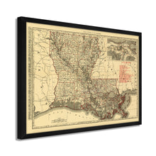 Cargar imagen en el visor de la galería, Digitally Restored and Enhanced 1896 Louisiana State Map - Framed Vintage Louisiana Map Poster - Old Louisiana Wall Art - Restored Louisiana State Map Poster Showing Cities & Towns