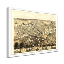 Cargar imagen en el visor de la galería, Digitally Restored and Enhanced 1868 Fort Wayne Indiana Map - Framed Vintage Fort Wayne Indiana Map - Old Fort Wayne Print - Bird's Eye View of Fort Wayne Indiana Wall Art Poster