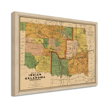 Cargar imagen en el visor de la galería, Digitally Restored and Enhanced 1892 Indian and Oklahoma Territories Map - Framed Vintage Oklahoma Map - Old Map of Oklahoma State Poster - Indian Territory Map & Oklahoma Map Poster