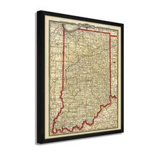 Load image into Gallery viewer, Digitally Restored and Enhanced 1888 Indiana Map Poster - Framed Vintage Map of Indiana - Restored Indiana State Map Print - Old Township & Rail Road Map of Indiana Wall Art