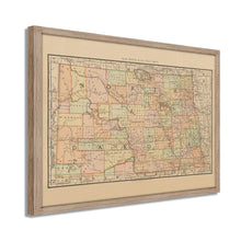 Load image into Gallery viewer, Digitally Restored and Enhanced 1892 North Dakota Map Poster - Framed Vintage State of North Dakota Wall Art - History Map of North Dakota -  Old Bismarck North Dakota State Map