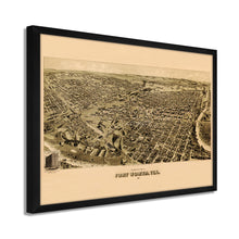 Cargar imagen en el visor de la galería, Digitally Restored and Enhanced 1891 Fort Worth Texas Map - Framed Vintage Fort Worth Map - Old Fort Worth Wall Art - Fort Worth TX Map History - Perspective Map of Fort Worth Poster