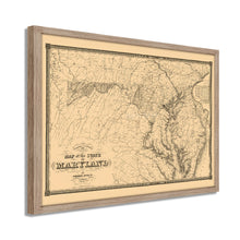 Cargar imagen en el visor de la galería, Digitally Restored and Enhanced 1841 Maryland Map Poster - Framed Vintage Maryland State Map - Historic Maryland Wall Art - Old Map of Maryland Poster - Restored Map of Maryland State